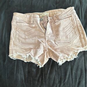 Free People Light Brown Distressed Jean Shorts